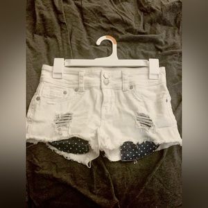 White ripped Jean shorts,size 3